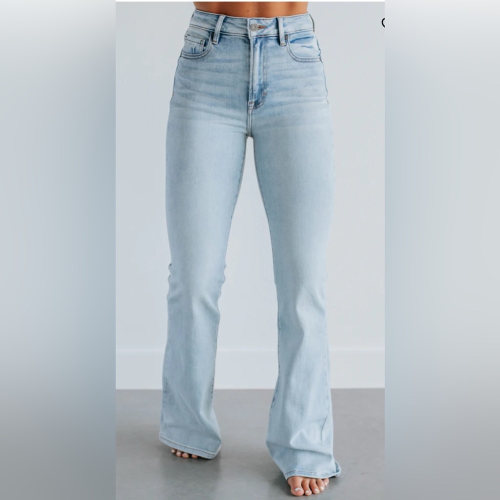 Blue Flare Wide Leg Jeans